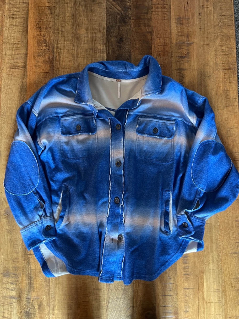 Free People Blue Ombre Collar Shacket